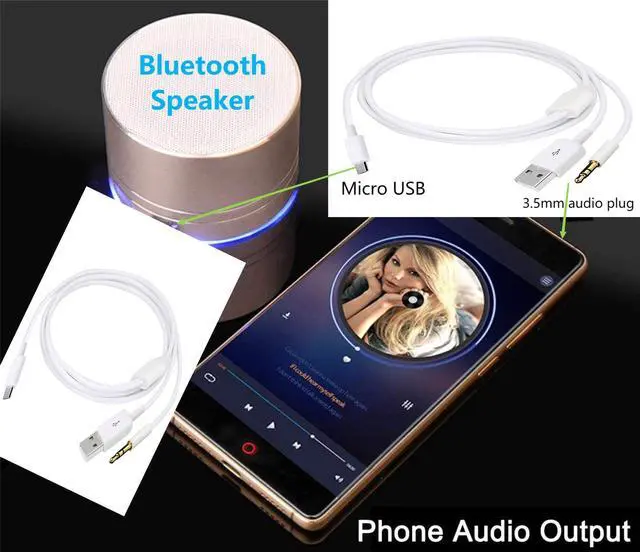 Alt view image 4 of 7 - BUCIER Audio Charging Cable 2 in1 Aux Cord Micro USB Male to USB Male 3.5mm Aux Standard Audio Plug Jack Connection Cable for Bluetooth Speaker with Micro USB Port 3.28Ft