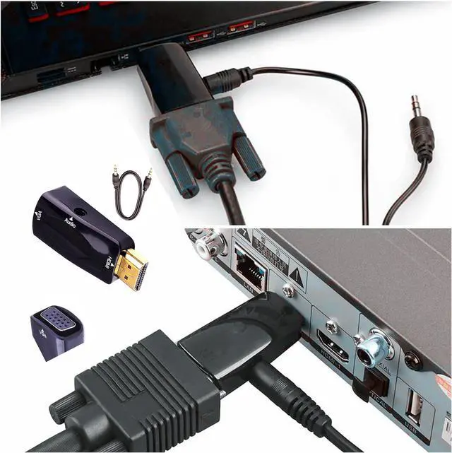 Alt view image 3 of 7 - BUCIER HDMI to VGA Adapter Converter with 3.5mm Audio Jack Cable 50cm VGA Female to HDMI Male Gold Plated Connector for HDTV PC Desktop Monitor Laptop Projector