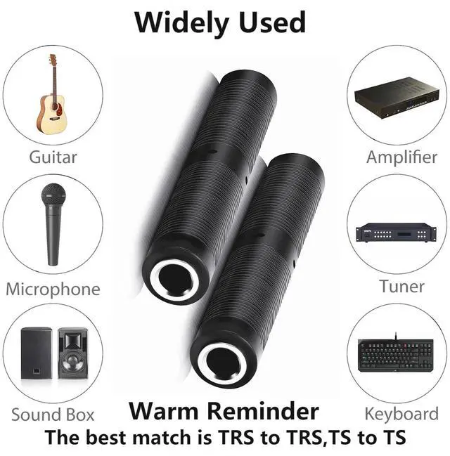 Alt view image 2 of 7 - BUCIER 1/4 Inch TRS TS Coupler 6.35mm Female to Female Audio Adapter 6.35mm TRS Stereo TS Mono Jack Connector Extension for Microphone Guitar Speaker Tuner 2pcs