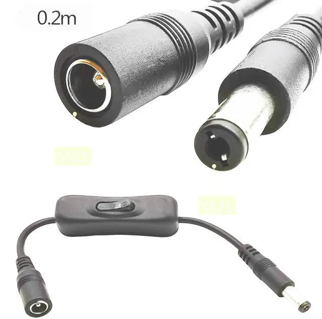 Alt view image 3 of 7 - BUCIER DC 5.5mm x 2.1mm Male to Female LED Power Cord DC 5521 Extension Cable with On/Off Switch Button for LED Security Camera 20cm/7.87 inch 2-Pack
