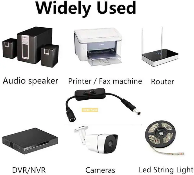 Alt view image 2 of 7 - BUCIER DC 5.5mm x 2.1mm Male to Female LED Power Cord DC 5521 Extension Cable with On/Off Switch Button for LED Security Camera 20cm/7.87 inch 2-Pack