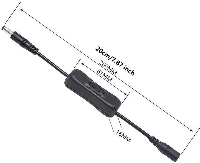 Alt view image 6 of 7 - BUCIER DC 5.5mm x 2.1mm Male to Female LED Power Cord DC 5521 Extension Cable with On/Off Switch Button for LED Security Camera 20cm/7.87 inch 2-Pack