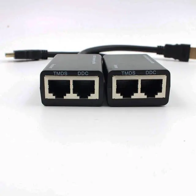 Alt view image 3 of 6 - BUCIER HDMI Extender to RJ45 Over CAT 5e/6 Network LAN Ethernet Cable Adapter Signal Repeater 98ft 1080P HDMI Male to RJ45 Adapter 30M Sender+Receiver,2 Ports