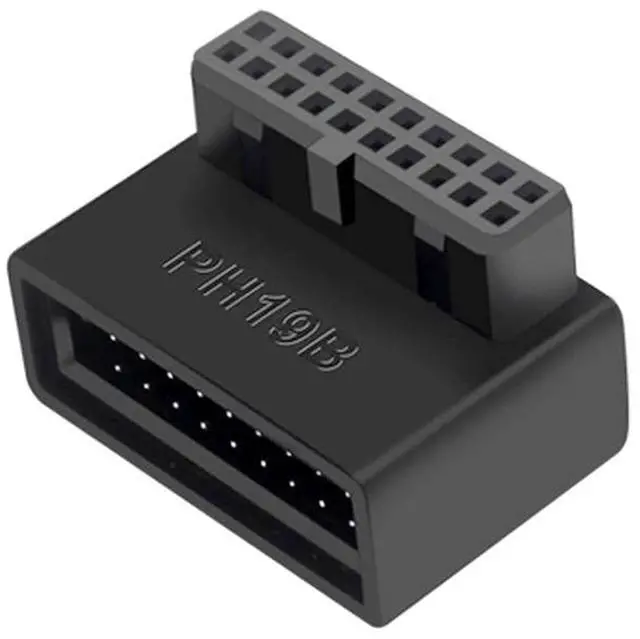 Main image of BUCIER USB 3.0 90 Degree Motherboard Adapter 19 Pin/20 Pin Male to Female Extension Adapter L Turn Right Angle Socket for Desktop Motherboard (Down Angle PH19B)