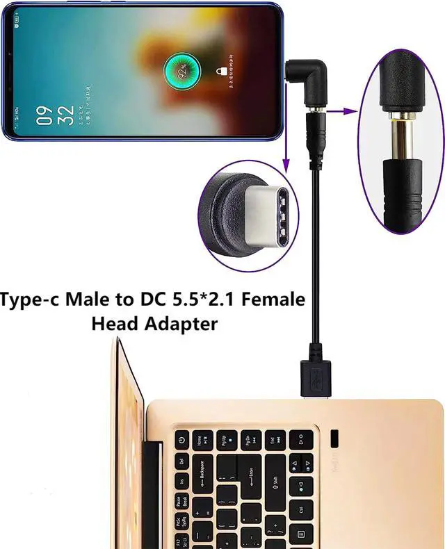 Alt view image 2 of 6 - BUCIER USB C to DC Power Adapter Type C USB Male to DC 5.5x2.1mm Female Connector DC5521 Female to Type C Male Charge Adapter for Laptop PC Smart Phone 2 PCS