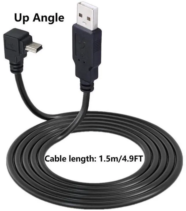 Alt view image 5 of 6 - BUCIER 90 Degree Mini USB Cable Angle Mini 5pin USB B Male to USB 2.0 Male Data Sync Charging Extension Cable for GPS Dash Cam Black Up Angle 4.9FT
