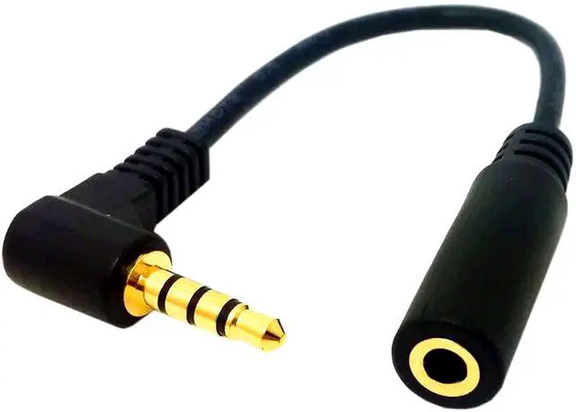 Main image of BUCIER 4 Pole 3.5mm 90 Degree Right Angle Audio Cable Male to 3.5mm Female Aux Cord TRRS Stereo Audio Cable Headset Extension Cable Support Mic 12 inch
