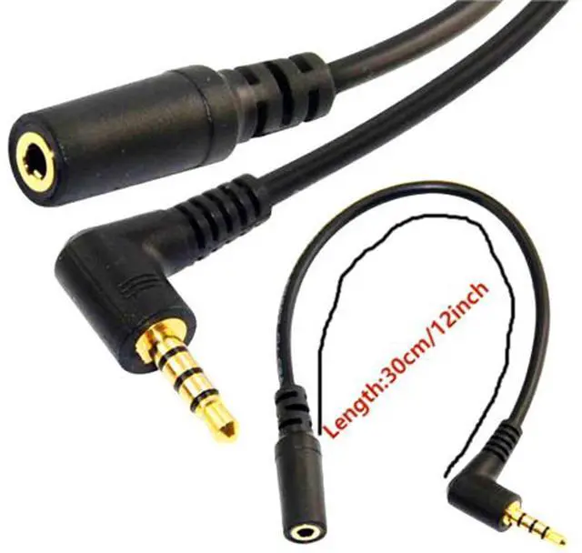 Alt view image 6 of 6 - BUCIER 4 Pole 3.5mm 90 Degree Right Angle Audio Cable Male to 3.5mm Female Aux Cord TRRS Stereo Audio Cable Headset Extension Cable Support Mic 12 inch