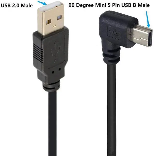 Alt view image 5 of 6 - BUCIER 90 Degree Mini USB Cable Angle Mini 5pin USB B Male to USB 2.0 Male Data Sync Charging Extension Cable for GPS Dash Cam Black Left Angle 4.9FT