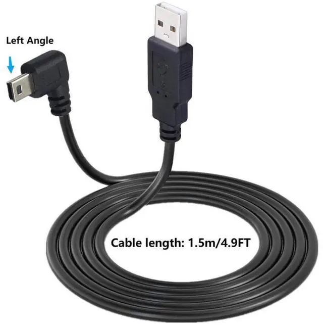 Alt view image 6 of 6 - BUCIER 90 Degree Mini USB Cable Angle Mini 5pin USB B Male to USB 2.0 Male Data Sync Charging Extension Cable for GPS Dash Cam Black Left Angle 4.9FT