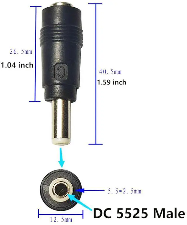 Alt view image 4 of 5 - BUCIER DC Power Adapter Connector DC5.5 x 2.5mm Male Plug to 5.5x2.1mm Female Jack Coupler DC 5521 Female to 5525 Male for Laptop Interface Power Cable Converter 2pcs