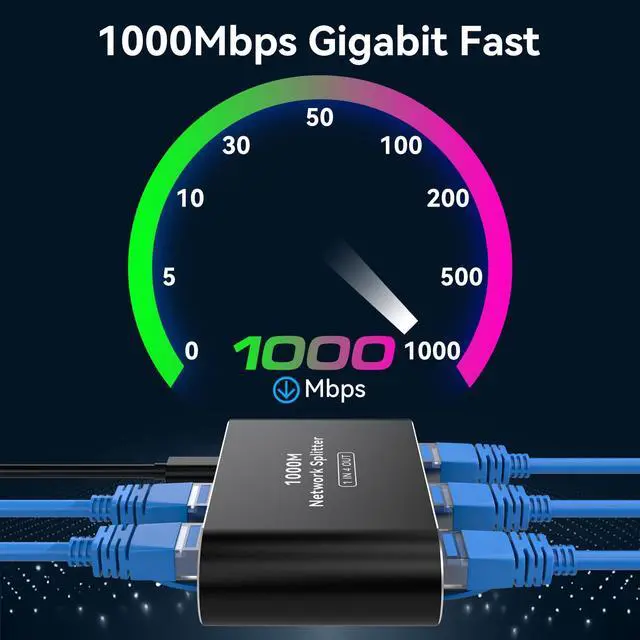 Alt view image 3 of 7 - BUCIER Ethernet Splitter 1 to 4 1000Mbps LAN Splitter Network Switch Ethernet Switch Suitable for Cat6/7/8 Cable with USB C Power