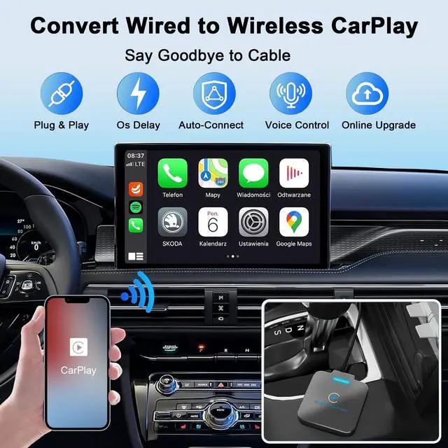 Alt view image 2 of 7 - Wireless CarPlay Adapter for iPhone, CarPlay Wireless Adapter for Apple Convert Wired to Wireless Plug & Play Dongle for iPhone & Factory Wired CarPlay Cars - Fit Cars from 2016 and iPhone iOS 10+
