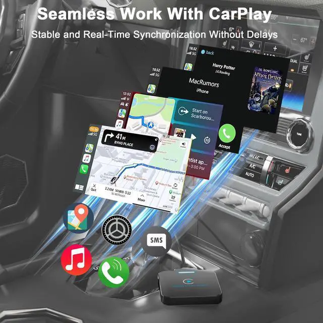 Alt view image 5 of 7 - Wireless CarPlay Adapter for iPhone, CarPlay Wireless Adapter for Apple Convert Wired to Wireless Plug & Play Dongle for iPhone & Factory Wired CarPlay Cars - Fit Cars from 2016 and iPhone iOS 10+