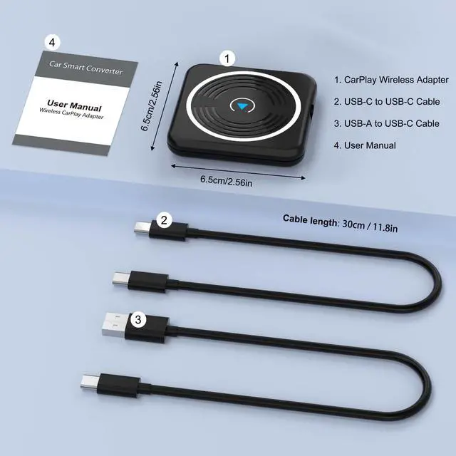 Alt view image 7 of 7 - CarPlay Wireless Adapter, Wireless CarPlay Adapter for iPhone Converts Wired to Wireless CarPlay Dongle, Plug & Play Fit for Factory OEM Wired Apple CarPlay Cars from 2016 & iPhone iOS 10+