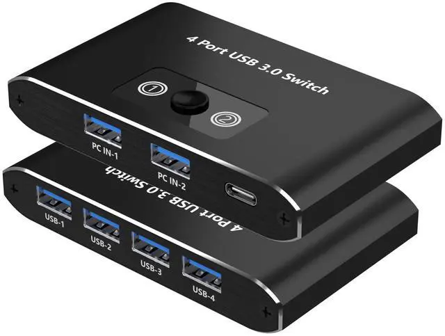 Main image of BUCIER USB Switch,USB 3.0 Switch, 2 Computers Sharing 4 Devices, Aluminum Switcher for Mouse, Keyboard, Printer, Scanner, Flash Drive, Compatible with Windows, Mac, Linux, Chrome OS