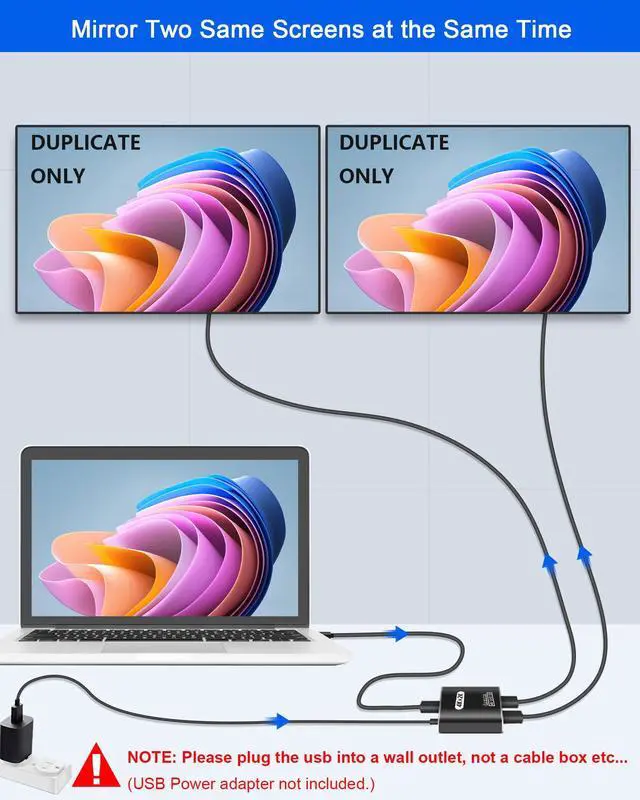 Alt view image 3 of 7 - BUCIER HDMI Splitter 1 in 2 Out, 4K HDMI Splitter for Dual Monitors Supports 3D Full HD 1080P Aluminum Dual Monitor Compatible for PS4 Fire Stick HDTV(1 Source to 2 Displays)
