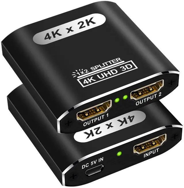 Alt view image 2 of 7 - BUCIER HDMI Splitter 1 in 2 Out, 4K HDMI Splitter for Dual Monitors Supports 3D Full HD 1080P Aluminum Dual Monitor Compatible for PS4 Fire Stick HDTV(1 Source to 2 Displays)