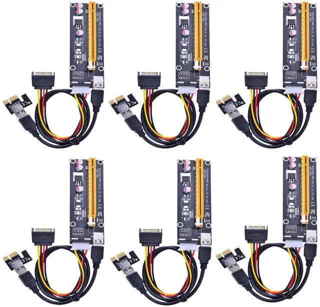 Main image of BUCIER PCI Express 16x to 1x Powered Riser Adapter Card w/60cm USB 3.0 Extension Cable and 4-Pin MOLEX to SATA Power Cable-GPU Riser Extender Cable-Ethereum Mining ETH (6 Pack)