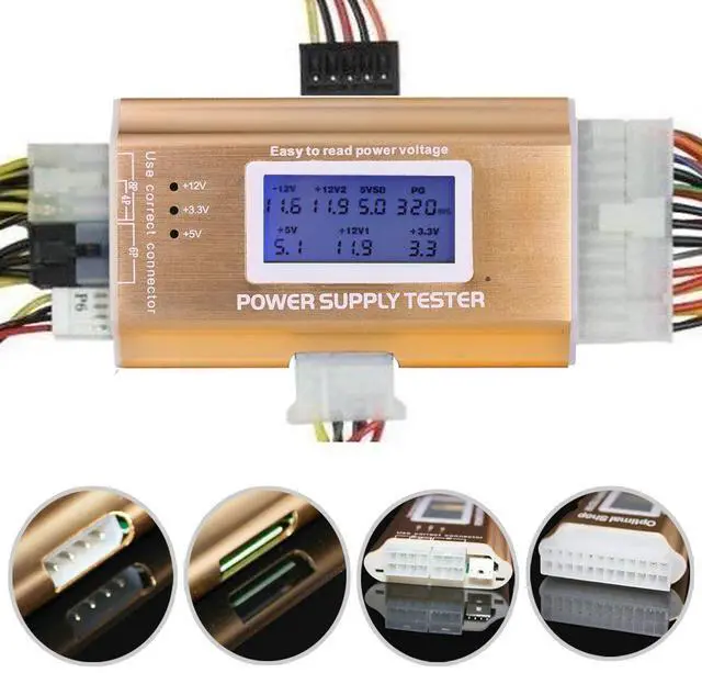 Main image of BUCIER 20+4 Pin LCD Computer Power Supply Tester for SATA IDE HDD ATX ITX BYI Connectors-Golden