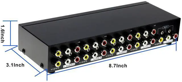 Alt view image 3 of 5 - BUCIER 8-Way Composite Video Audio 3 RCA AV Switch Switcher Box Selector 8 in 1 Out 8x1