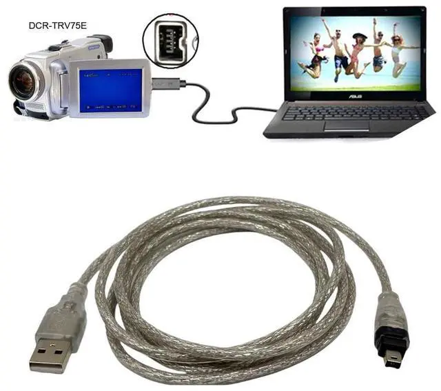 Alt view image 2 of 3 - BUCIER 6 Feet USB Firewire Cable, USB to Firewire IEEE 1394 4Pin iLink Adapter Cord Cable for Sony DCR-TRV75E DV