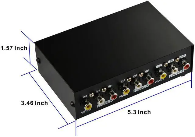 Alt view image 2 of 4 - BUCIER 2 Way AV Switch RCA Switcher 2 in 1 Out Composite Video L/R Audio Selector Box for DVD STB Game Consoles-Black