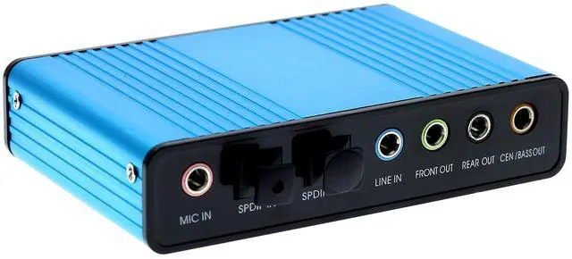 Alt view image 2 of 6 - BUCIER USB 2.0 External Sound Card 6 Channel 5.1 Surround Adapter Audio S/PDIF for PC -Blue