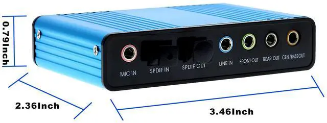 Alt view image 5 of 6 - BUCIER USB 2.0 External Sound Card 6 Channel 5.1 Surround Adapter Audio S/PDIF for PC -Blue