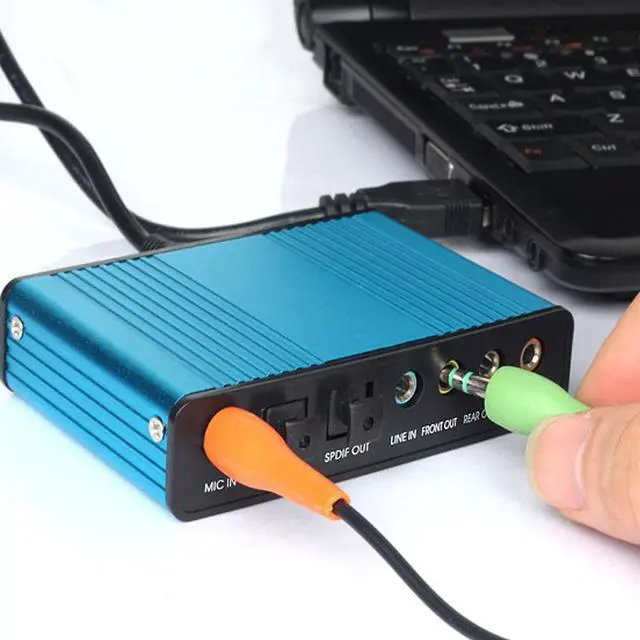 Alt view image 6 of 6 - BUCIER USB 2.0 External Sound Card 6 Channel 5.1 Surround Adapter Audio S/PDIF for PC -Blue