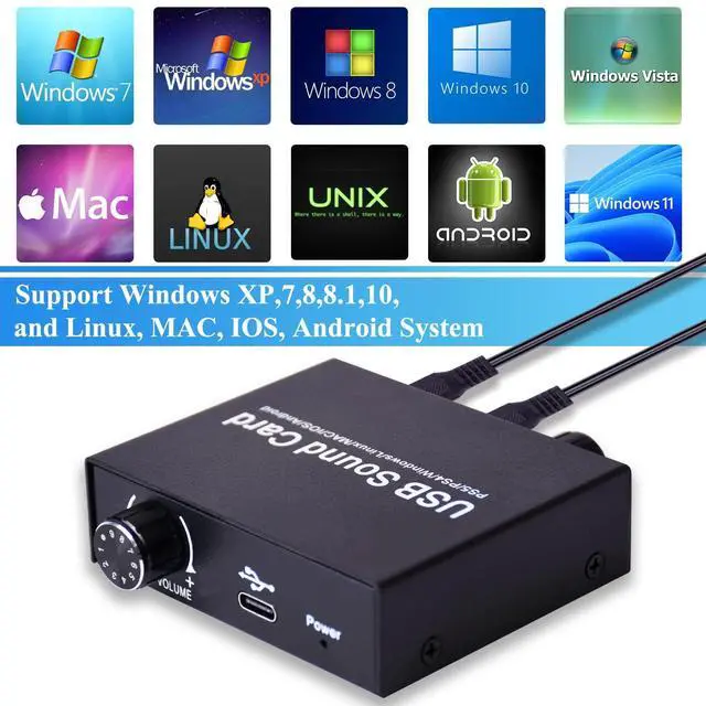 Alt view image 4 of 7 - BUCIER External Sound Card, USB Audio Adapter with Volume Output and Bass Adjustment, Stereo Sound Card with 3.5mm Microphone Port for Windows/Linux/MAC/iOS/Android System, PS5, Laptops, Desktops