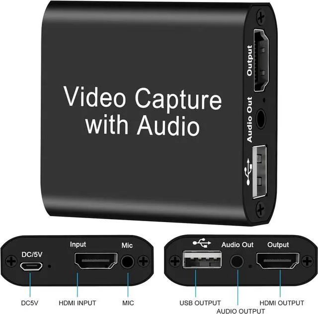 Alt view image 2 of 7 - KEHIPI Audio Video Capture Card with Mic, 4K HDMI Loop-Out & 1080P 60FPS Video Recorder for Gaming/Live Streaming/Broadcasting/Video Conferences, Works with Nintendo Switch/PS4/PS5/Xbox/OBS/Camera/PC