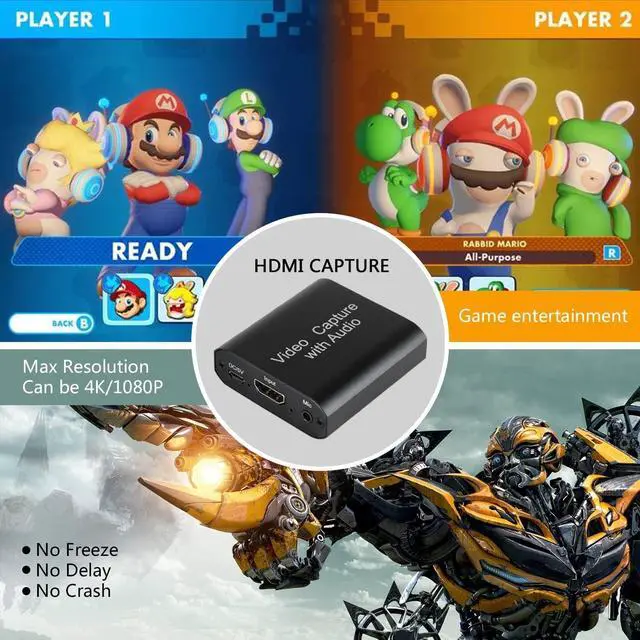 Alt view image 5 of 7 - KEHIPI Audio Video Capture Card with Mic, 4K HDMI Loop-Out & 1080P 60FPS Video Recorder for Gaming/Live Streaming/Broadcasting/Video Conferences, Works with Nintendo Switch/PS4/PS5/Xbox/OBS/Camera/PC