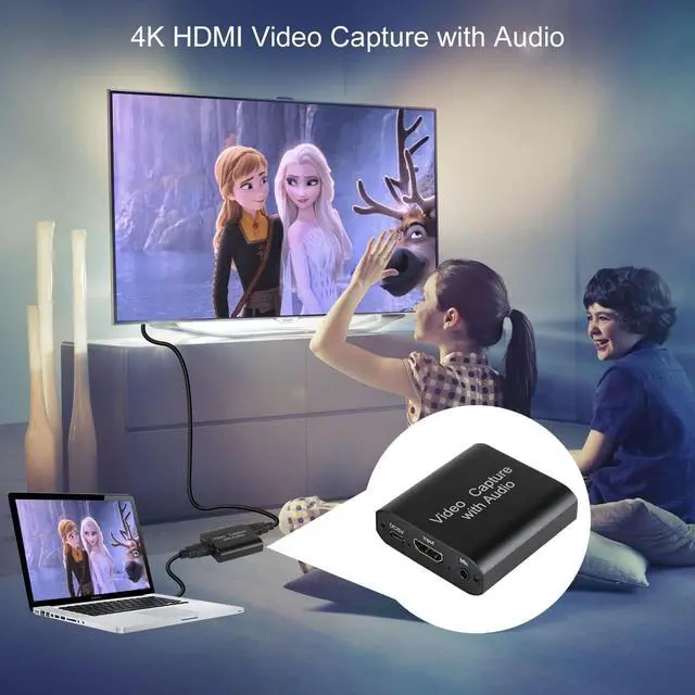 Alt view image 6 of 7 - KEHIPI Audio Video Capture Card with Mic, 4K HDMI Loop-Out & 1080P 60FPS Video Recorder for Gaming/Live Streaming/Broadcasting/Video Conferences, Works with Nintendo Switch/PS4/PS5/Xbox/OBS/Camera/PC