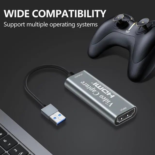 Alt view image 7 of 7 - BUCIER Video Capture Cards, 4K HDMI to USB 3.0 Video Capture Device, 1080P HD 60fps Broadcast Live and Record Video Audio Grabber for Gaming, Streaming, Teaching, Video Conference (Silver)