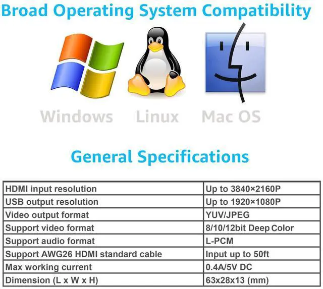 Alt view image 5 of 5 - BUCIER 4K HDMI Video Capture Card, Cam Link Card Game Audio Adapter HDMI to USB 2.0 Record Capture Device for Streaming, Live Broadcasting, Video Conference, Teaching, Gaming