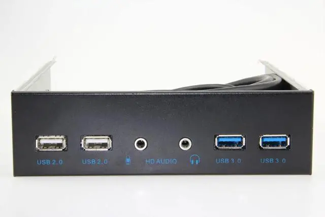 Alt view image 3 of 7 - BUCIER 5.25 Inch Front Panel USB Hub with 2-Port USB 3.0 & 2-Port USB 2.0 & HD Audio Output Port & Microphone Input Port for Desktop [ 20 Pin Connector & 2ft Adapter Cable]