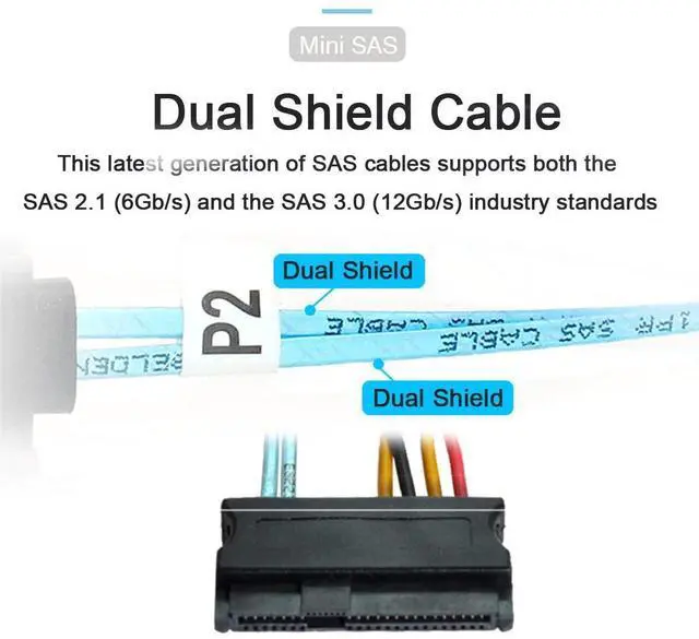 Alt view image 5 of 7 - BUCIER Slimline SAS 4.0 SFF-8654 4i 38pin Host to 4 SAS 29pin SFF-8654 Target Hard Disk Fanout Raid Cable 1M