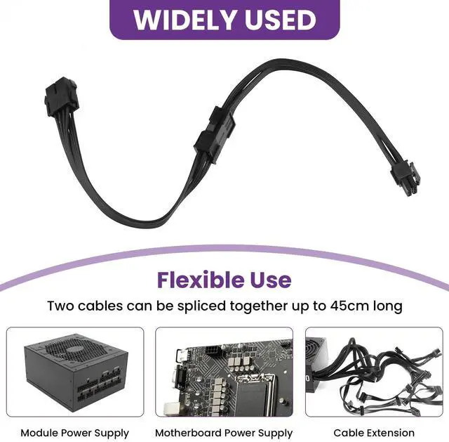 Alt view image 7 of 7 - BUCIER 2 Pack CPU 8 Pin ATX Power Extension Cable, EPS 8 PIN Male (4+4) to 8 PIN Female Power Extension Cable for Motherboard, 9 Inch