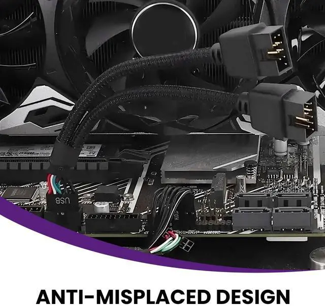 Alt view image 5 of 7 - BUCIER 2Pcs Motherboard 9 Pin USB 2.0 to Dual 9 Pin Extension Splitter, USB 2.0 Header Splitter Nylon Braided Cable for PC Computer Internal Motherboard USB Hub, Black