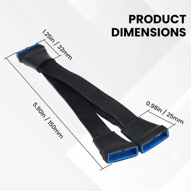 Alt view image 2 of 7 - BUCIER 2Pcs USB 3.0 Header Splitter Extension Cable, 19/20 Pin 1 to 2 Y Internal Hub Splitter, Internal Adapter DIY-Cable for Motherboard (5.9 inch)