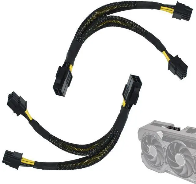 Main image of BUCIER 8 Pin PCIe Splitter Cable, 2-Pack PCIe 8 Pin Female to Dual 2X 8 Pin (6+2) Male Power Adapter, 8-inch Braided Y-Splitter Power Extension Cable for GPU Graphics Card