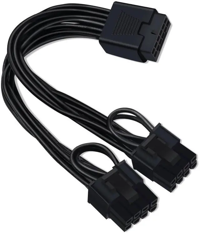 Main image of BUCIER 12VHPWR Cable Extension, 16 Pin Female to Dual 8 Pin(6+2) Male PCIe Conversion GPU Power Cable for Power Supply with 12+4pin 12VHPWR Port 7.67 in(19.5cm)