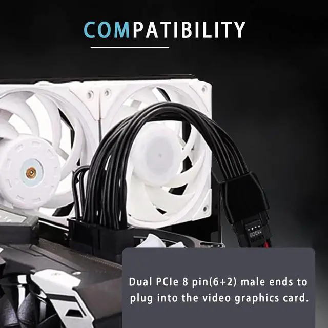 Alt view image 6 of 7 - BUCIER 12VHPWR Cable Extension, 16 Pin Female to Dual 8 Pin(6+2) Male PCIe Conversion GPU Power Cable for Power Supply with 12+4pin 12VHPWR Port 7.67 in(19.5cm)