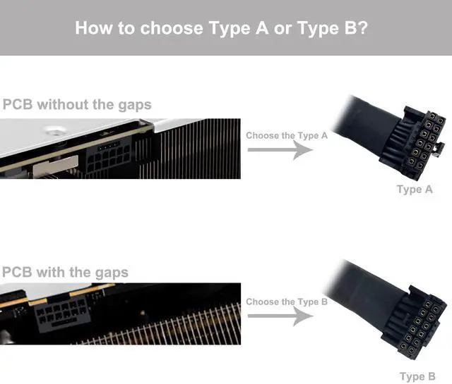 Alt view image 5 of 5 - BUCIER 12VHPWR Cable, 16 Pin GPU PCIe 5.0 Female to Male Extension 90 Degree Angle 16AWG 600W Sleeved Adapter for 12+4pin RTX 4090 4080 4070Ti 3090Ti Graphic Card 7.1-inch (Type B)