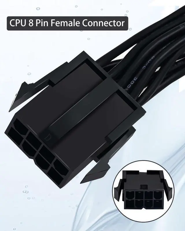 Alt view image 3 of 7 - BUCIER (2-Pack) CPU 8 Pin Extension Cable, Motherboard ATX CPU 8 Pin (4+4) Male to Female Adapter for Power Supply PSUs 9.5-inch(24cm)