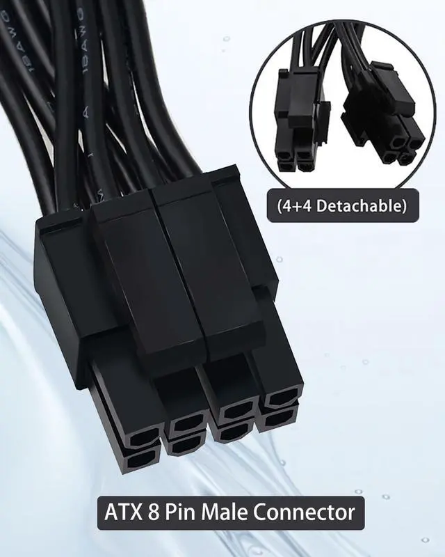 Alt view image 2 of 7 - BUCIER (2-Pack) CPU 8 Pin Extension Cable, Motherboard ATX CPU 8 Pin (4+4) Male to Female Adapter for Power Supply PSUs 9.5-inch(24cm)