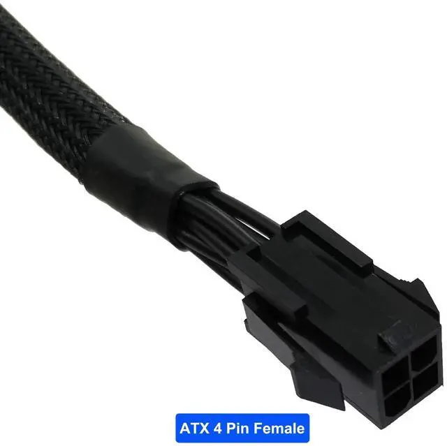 Alt view image 2 of 4 - BUCIER 2-Pack 4 to 8 CPU Power Adapter, ATX to Motherboard CPU 8 Pin Converter, Sleeved Cable, 9.5-inch (24cm) with ATX 4 Pin Port