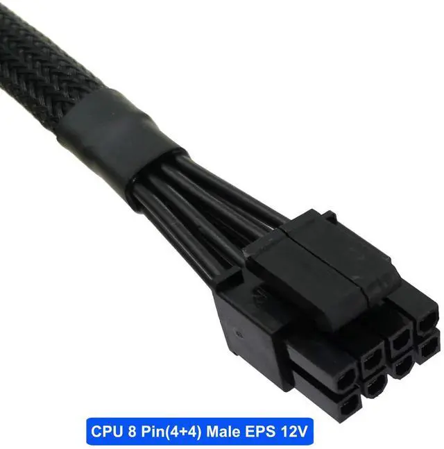 Alt view image 3 of 4 - BUCIER 2-Pack 4 to 8 CPU Power Adapter, ATX to Motherboard CPU 8 Pin Converter, Sleeved Cable, 9.5-inch (24cm) with ATX 4 Pin Port