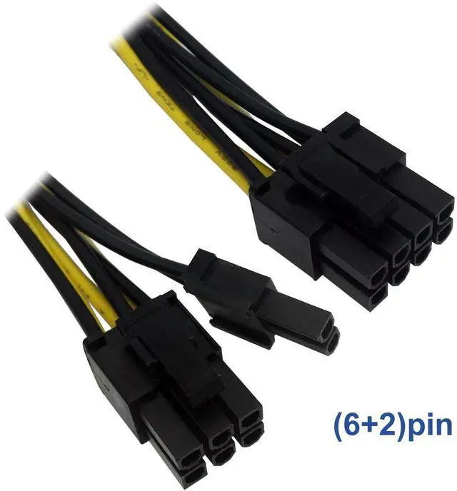 Alt view image 2 of 4 - BUCIER (3-Pack Molex to 6 Pin 8 Pin GPU Power Adapter, 8 Pin (6+2) Male PCI Express to 2X Molex PCIe Power Adapter Cable 9-inch(23cm)